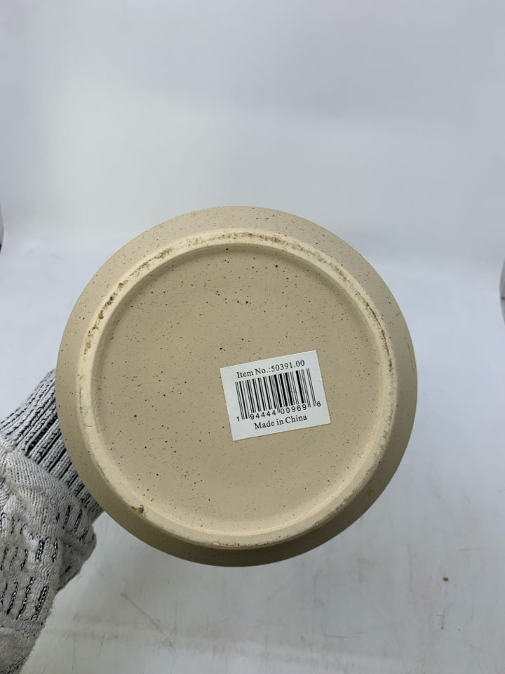 WHITE PLANTER W/ TAN SPECKLES CHRISTMAS TREE "HOPE".