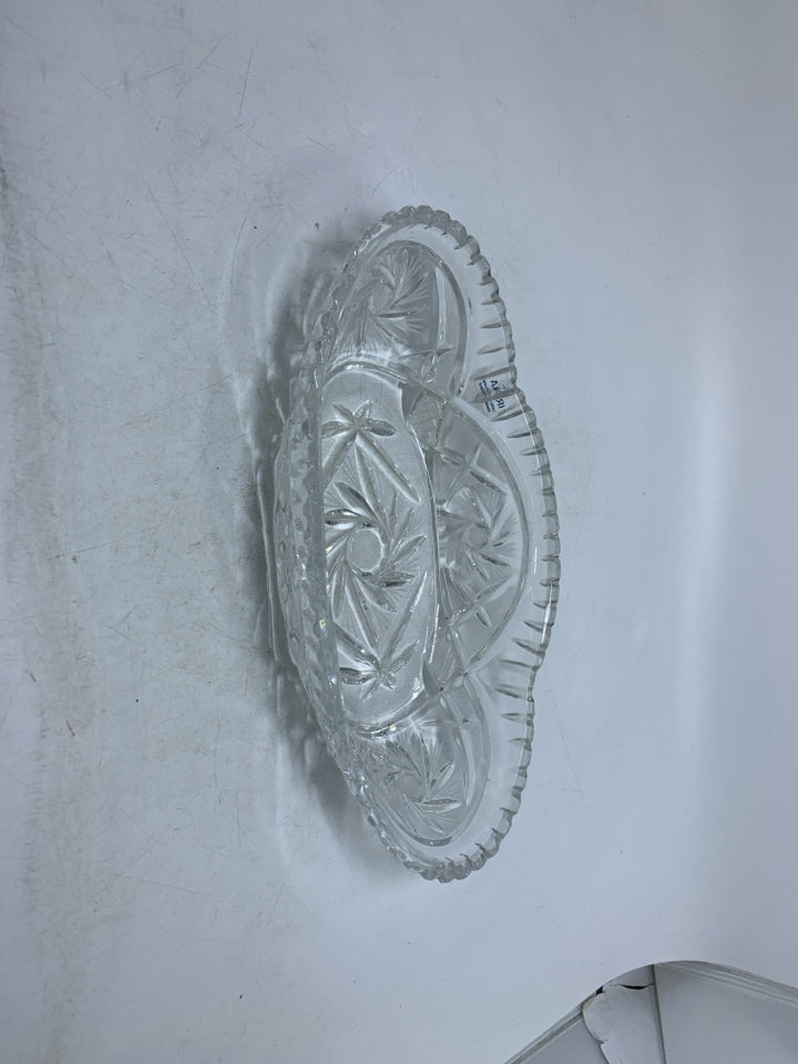 IRENA CRYSTAL OVAL CUT GLASS BOWL.