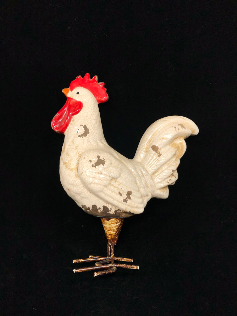 DISTRESSED ROOSTER FIGURINE.