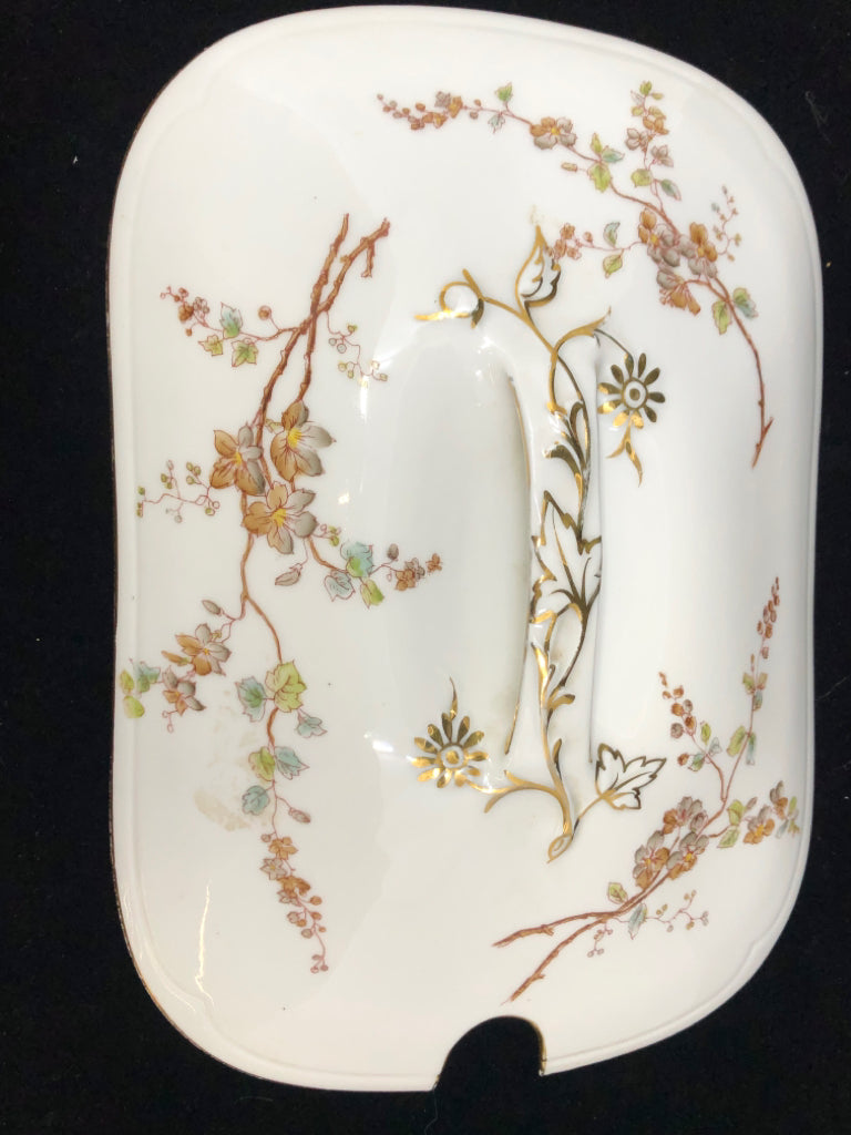 VTG LIMOGES COVERED SERVER- T&V MARGUERITE BROWN BLOSSOM.