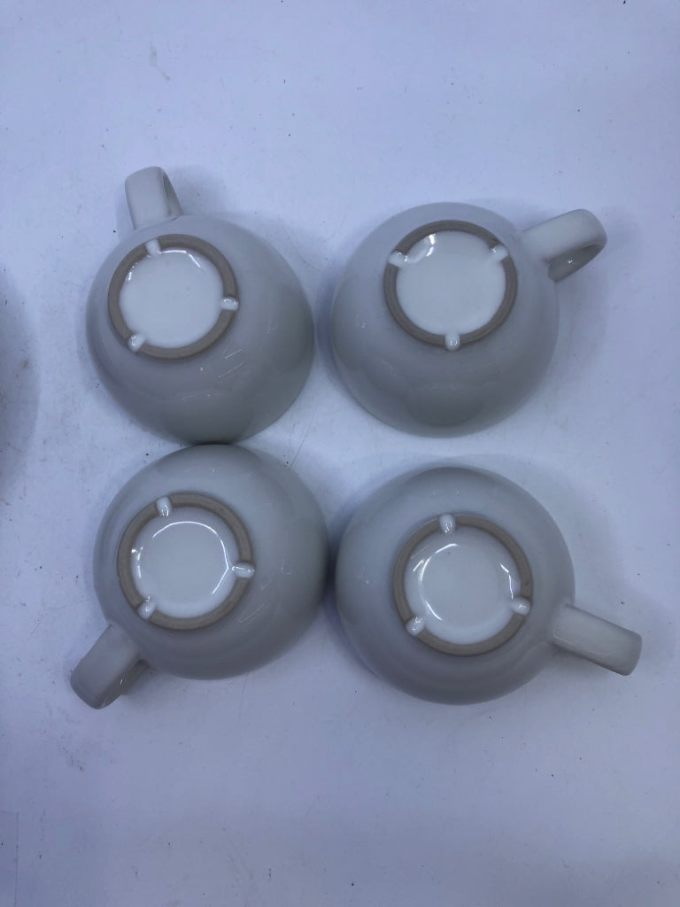 8PC IKEA WHITE TEACUP AND SAUCER SET.