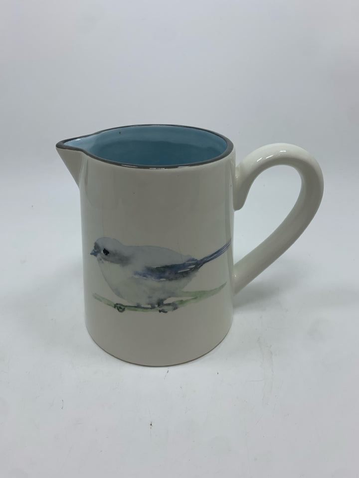 CYNTHIA DUNN SM PITCHER W/PAINTED BIRD.