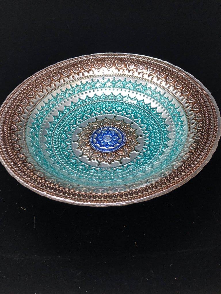 MANDALA EMBOSSED PEDESTAL BOWL.