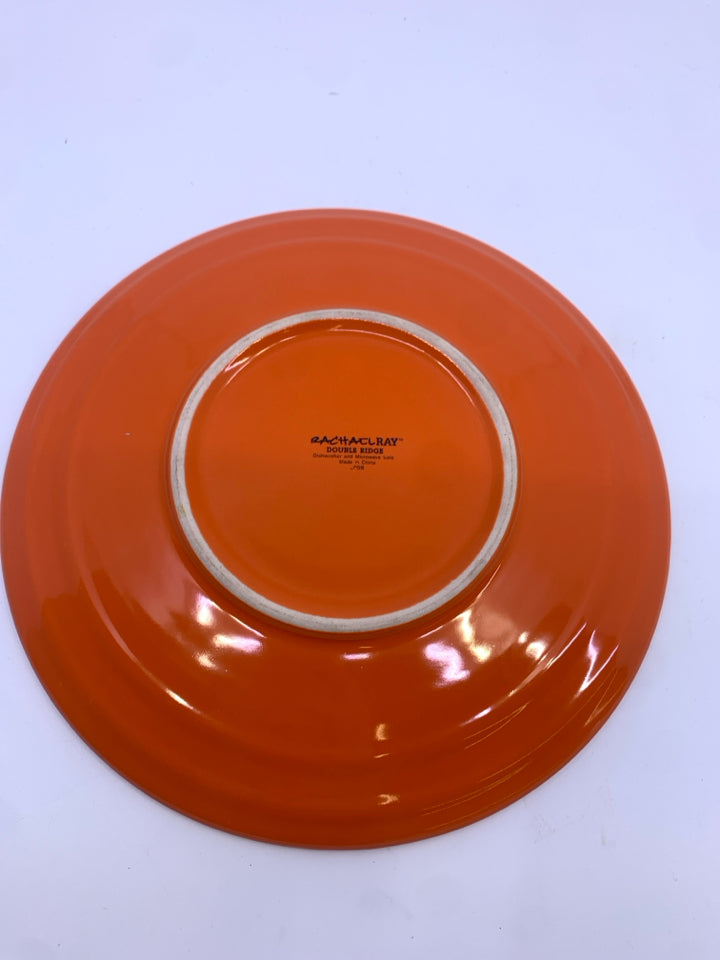 4 ORANGE DESSERT PLATES.