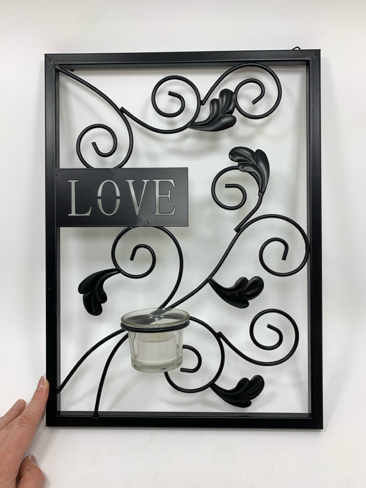 "LOVE" METAL WALL-ART W/CANDLE.