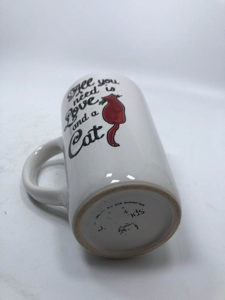 ALL YOU NEED IS LOVE AND A CAT MUG.