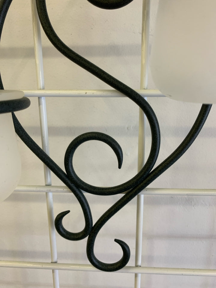 METAL SCROLL CANDLE HOLDER WALL SCONCE.