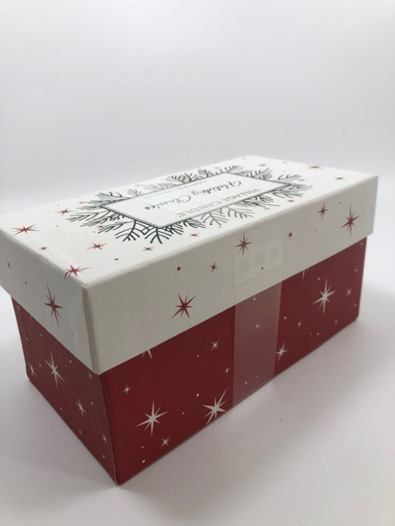 NIB 2 VILLAGE CANDLE BOX SET-BALSAM FIR, CLEMENTINE EVERGREEN.