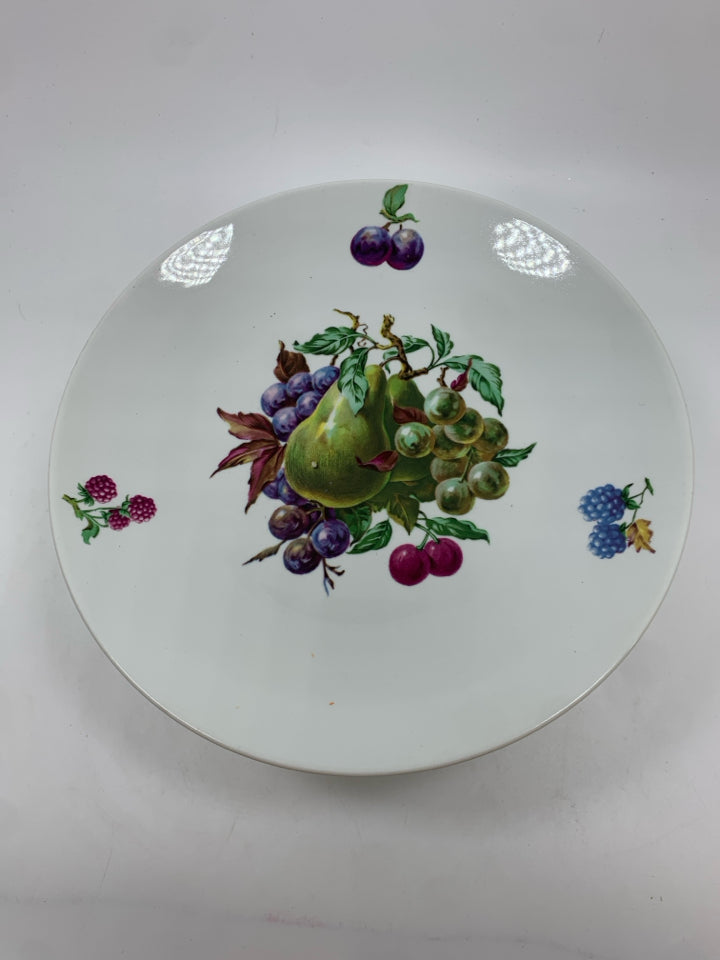VTG FRUIT PORCELAIN CAKE STAND.