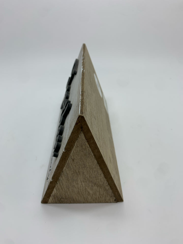 TOGETHER WE MAKE A FAMILY TRIANGULAR BLOCK SIGN.