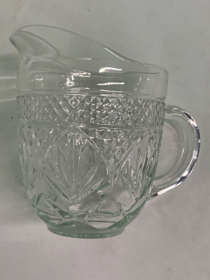 VTG PRESSED GLASS CREAMER.