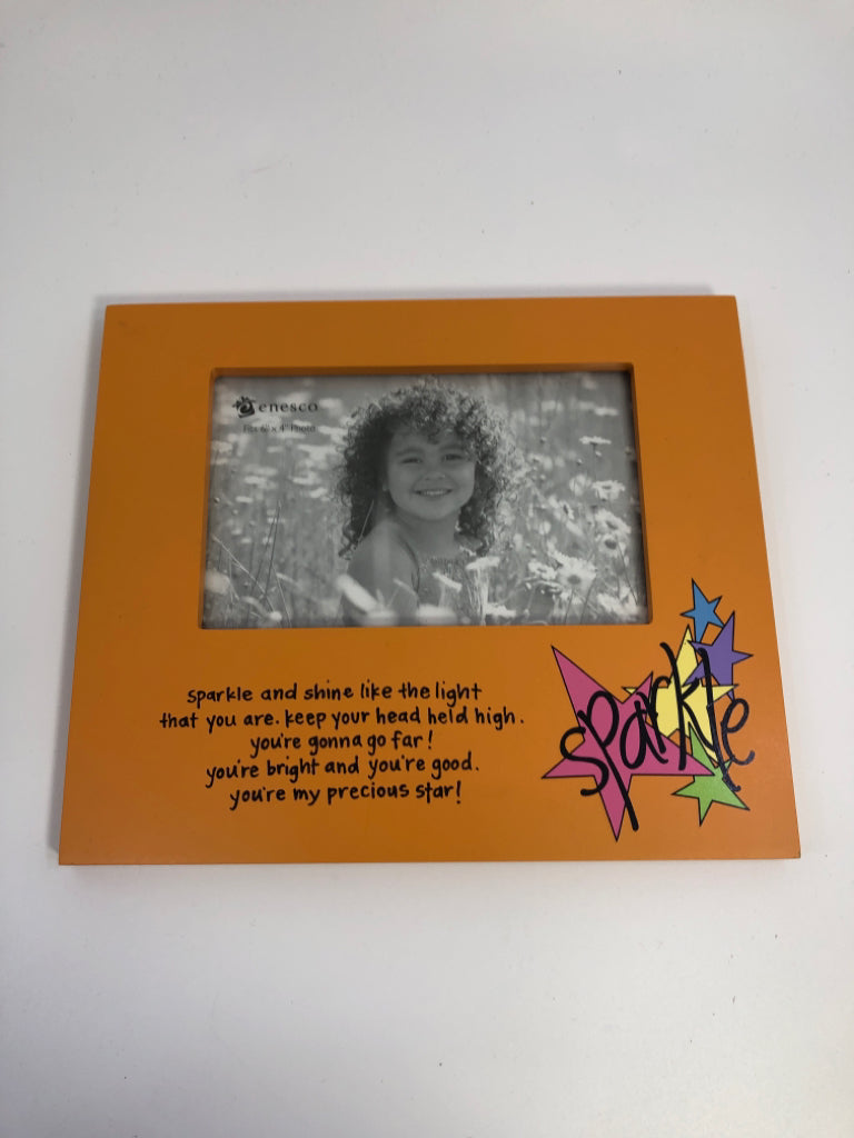 NWT ORANGE "SPARKLE" PHOTO FRAME.
