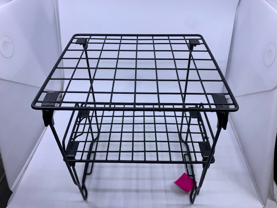 2 PC STACKING BLACK WIRE SHELF.