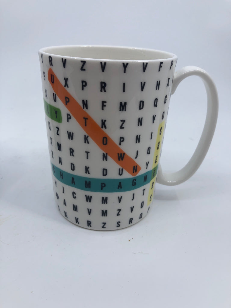 2 LENOX KATE SPADE CROSSWORD + WORD SEARCH MUG SET.