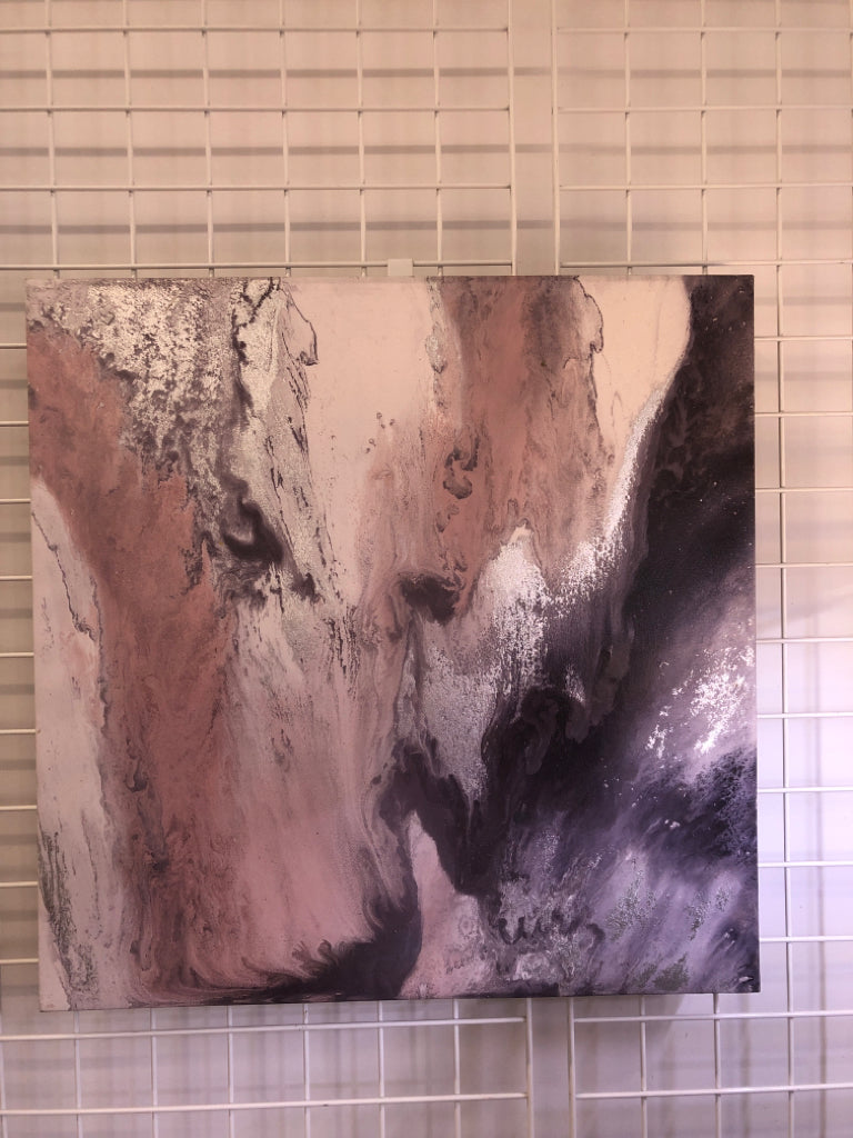 PINK, BLACK MARBLE PRINT CANVAS.