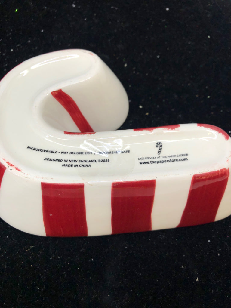 2 PC CANDY CANE BOWL W/ CHEESE SPREADER.