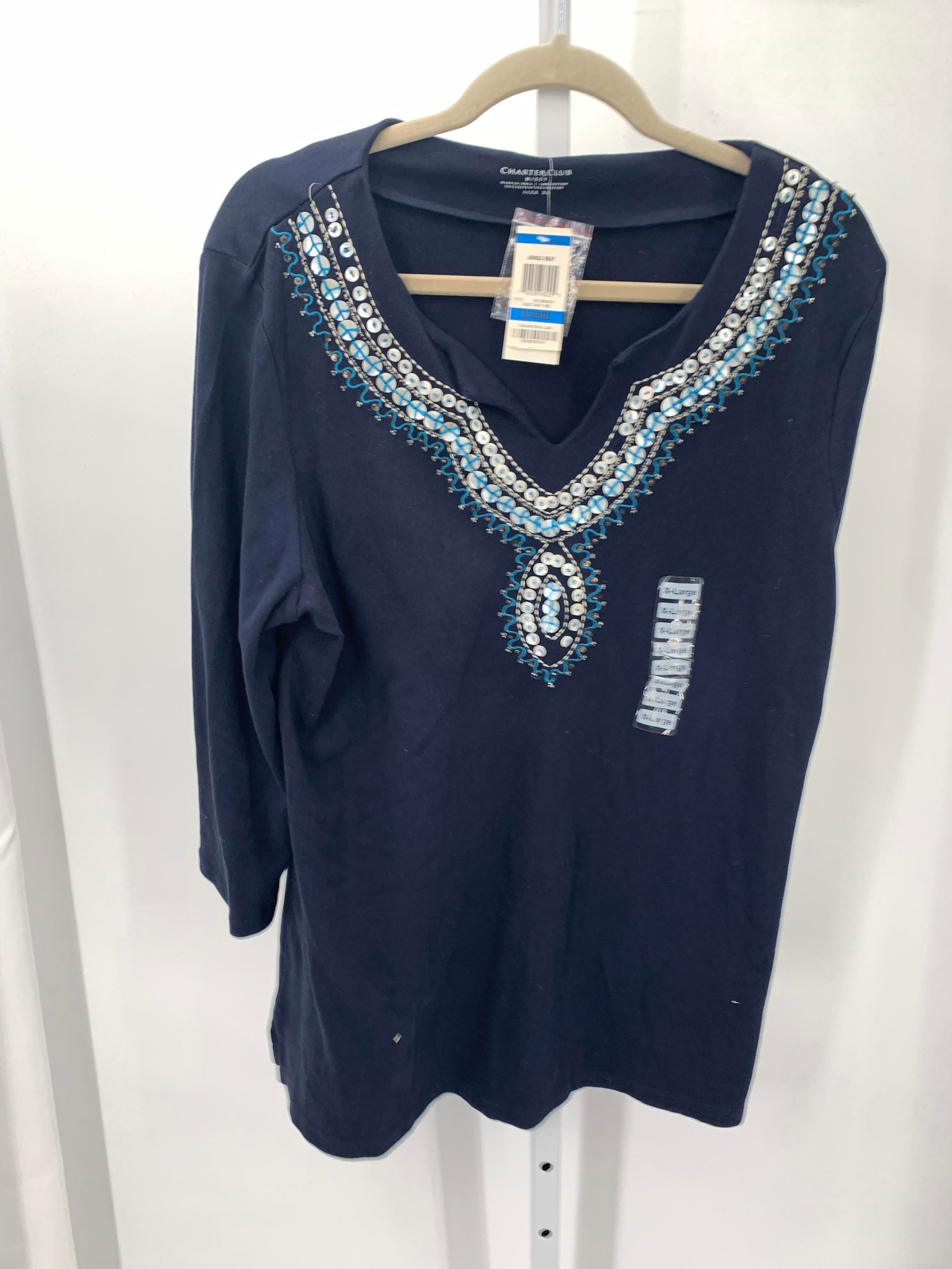 Charter Club Size Extra Large Misses 3/4 Sleeve Shirt