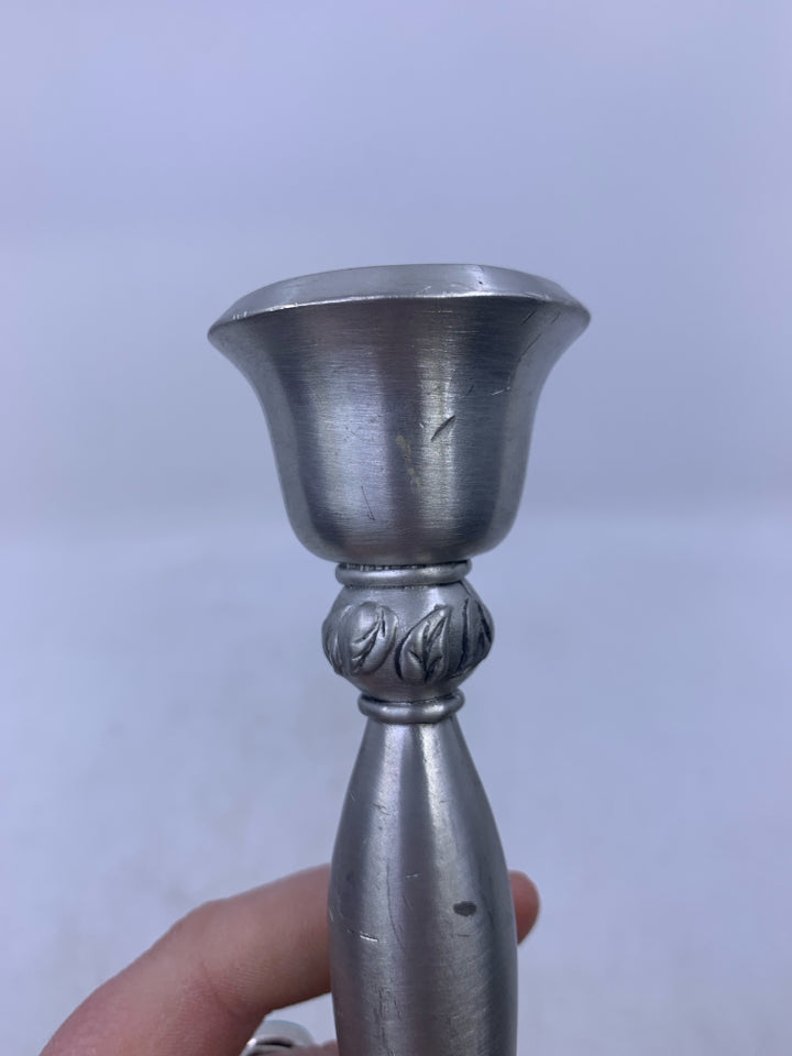 PEWTER TAPERED CANDLE HOLDER FOOTED.