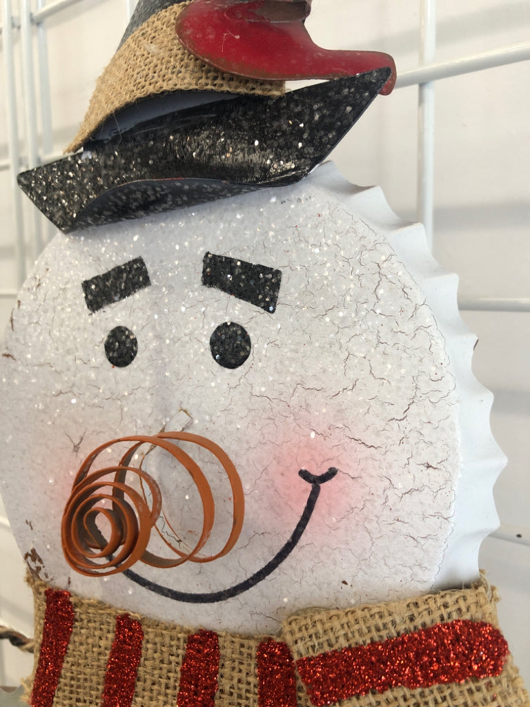 LET IT SNOW BOTTLE CAP METAL SNOWMAN.