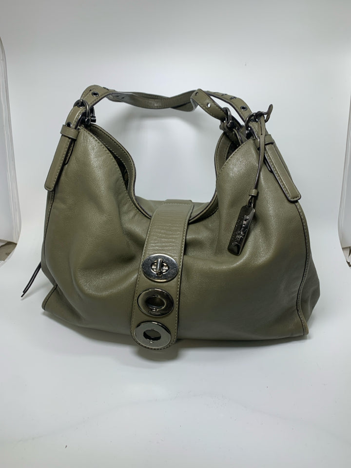 Coach F32325 Edie Shoulder Bag Olive Grey *Signs Of Wear Exterior Bottoms/Hardwa