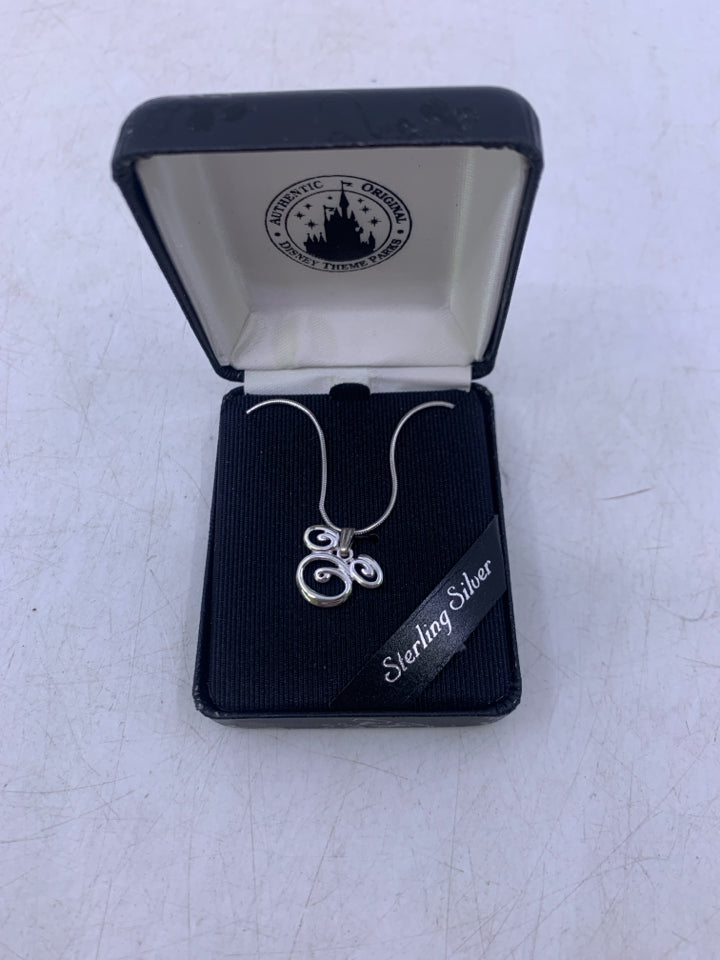 Sterling Silver Swirl Mickey Necklace