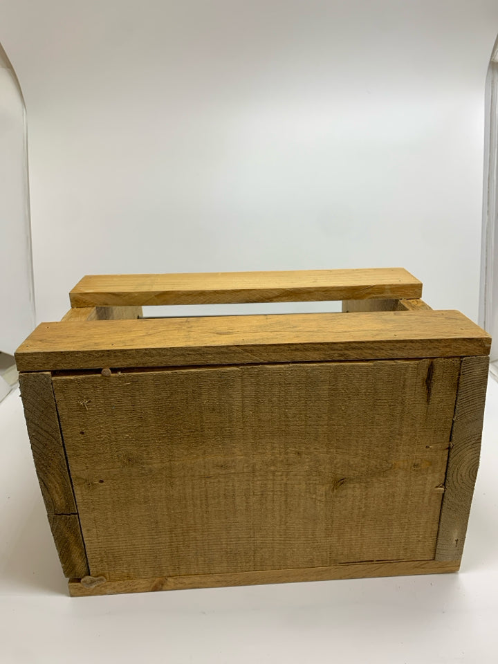 WOODEN BEER CADDY W/BOTTLE OPENER.