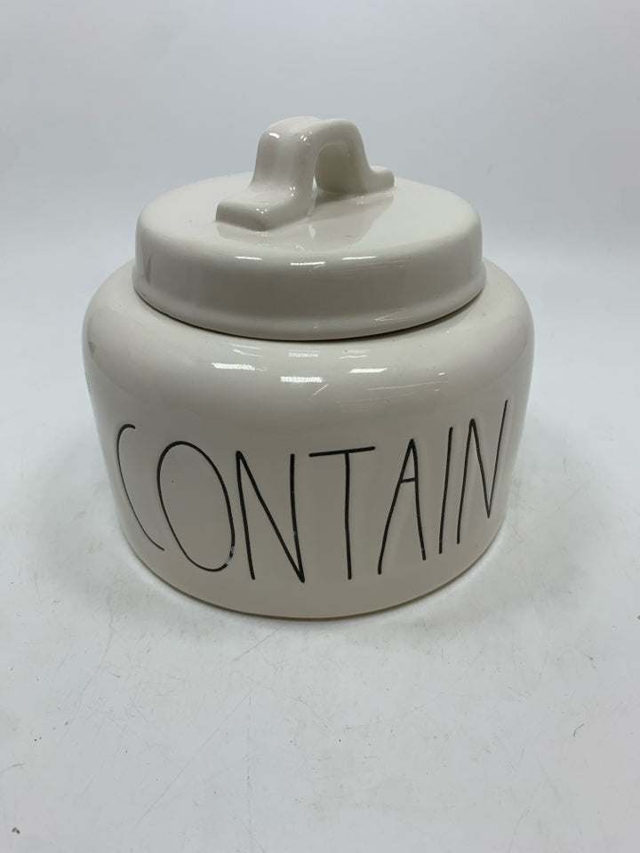 RAE DUNN "CONTAIN" CONTAINER W/LID.