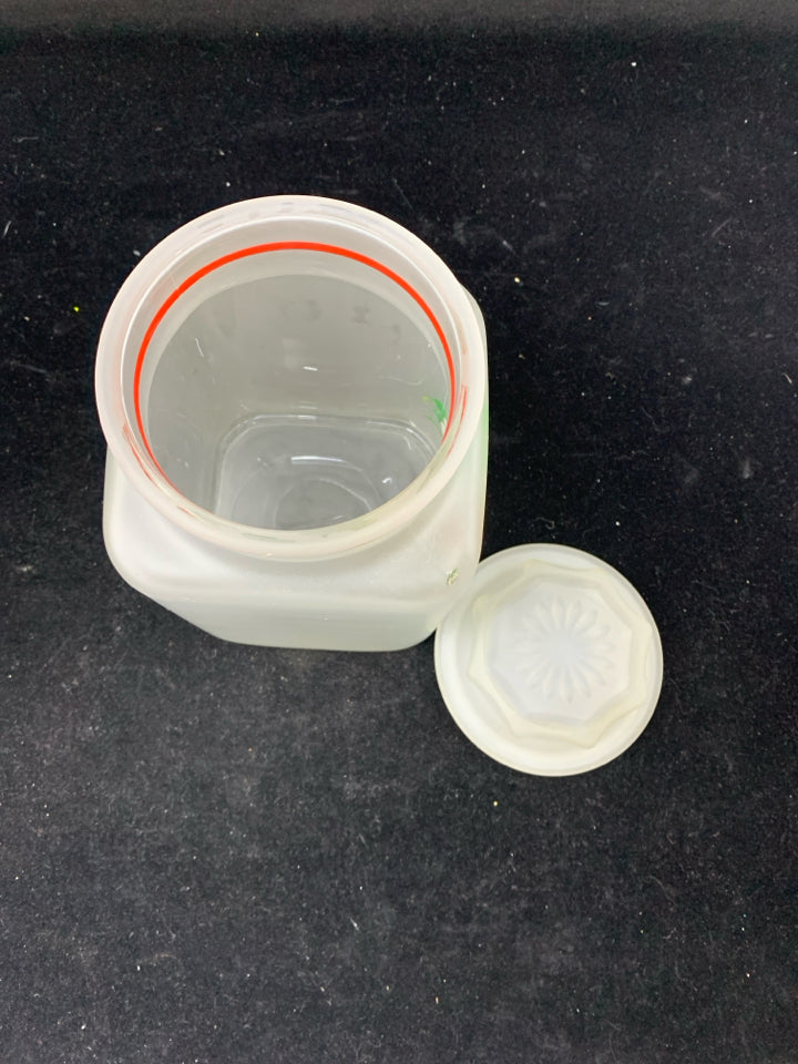 VTG STRAWBERRY FROSTED CANISTER.