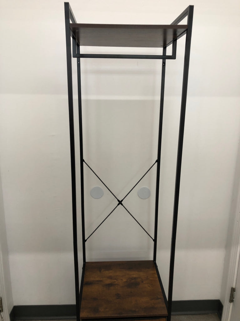 FAUX WOOD STANDING LIGHT WEIGHT CLOSET W/ 2 DRAWERS.