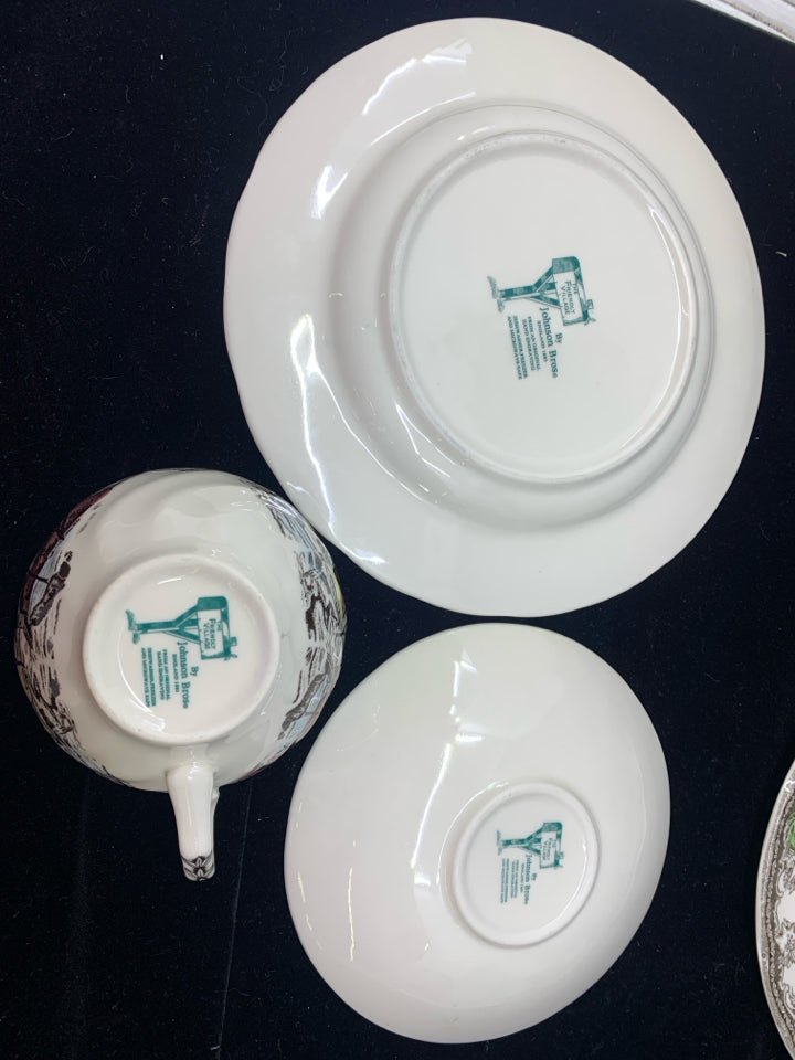 18PC VTG DESSERT SET- 6 CUPS, 6 DESSERT PLATES, 6 SAUCERS.