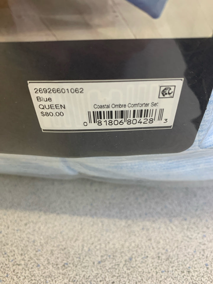 NIP 3PC QUEEN COMFORTER SET BABY BLUE - COMFORTER AND 2 SHAMS