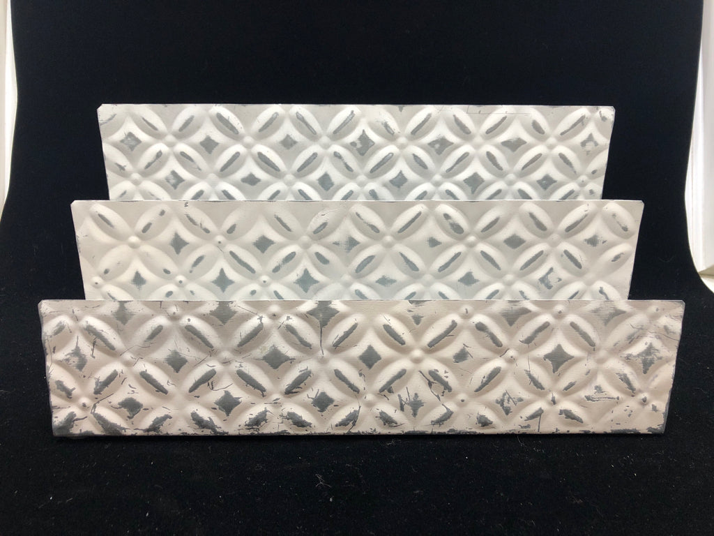 WHITE WASH METAL LETTER ORGANIZER.