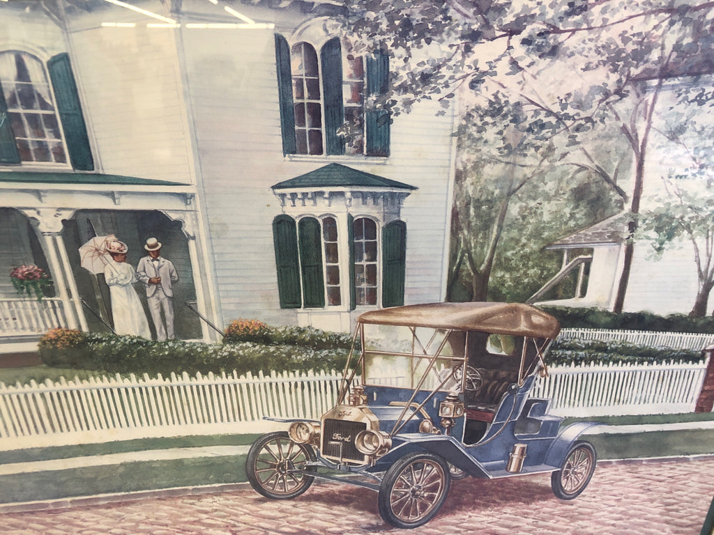 MODEL T PRINT IN WOOD FRAME.
