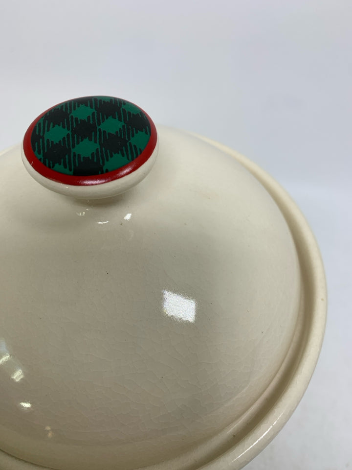 PLAID APPLES "COOKIES" CANISTER.