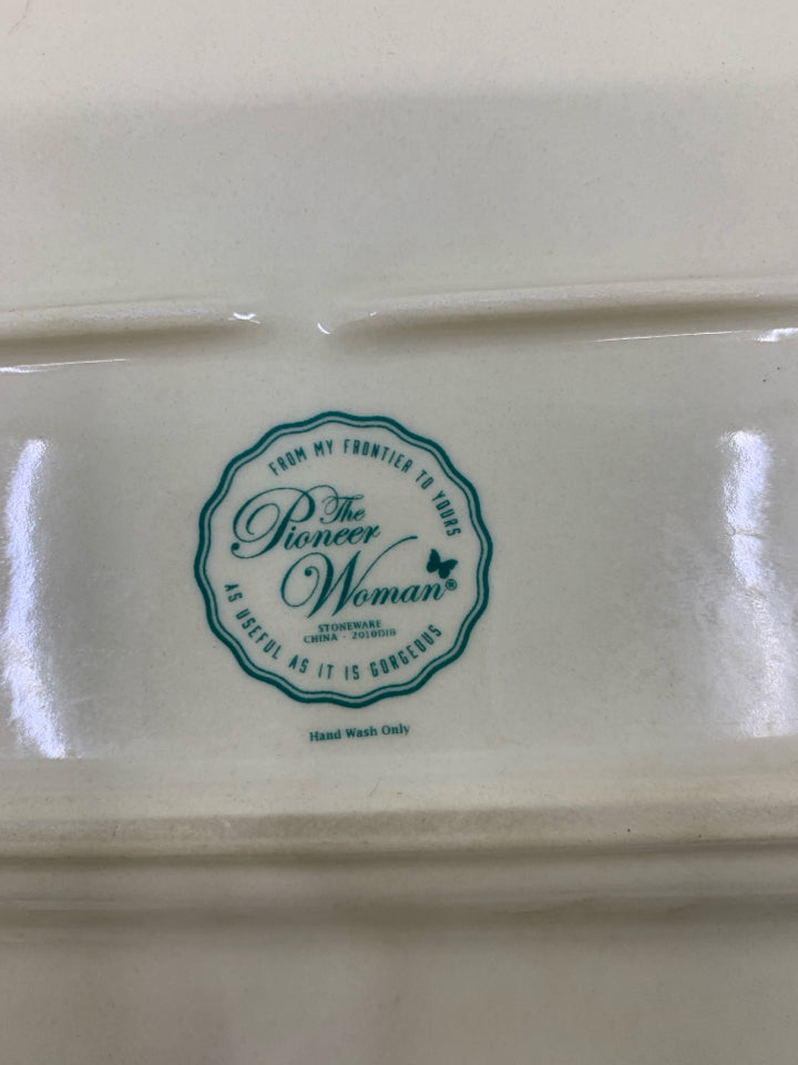 BLUE,RED FLORAL PLATTER BEADED EDGE RECTANGLE.