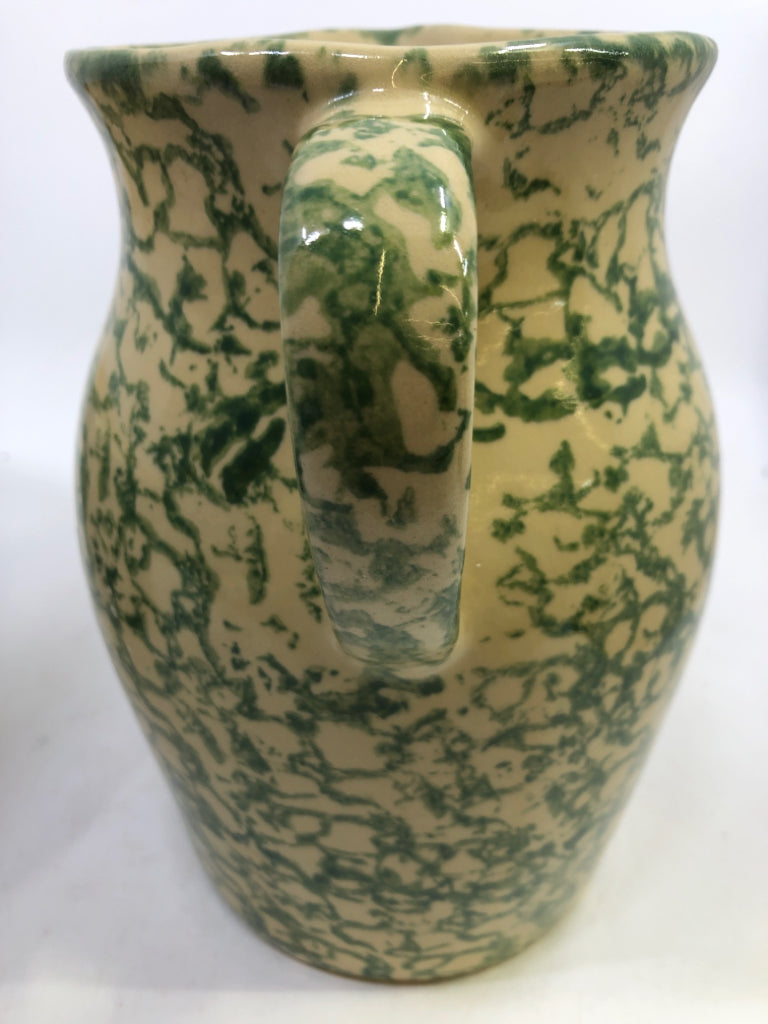 VTG GREEN SPONGE WARE APPLES PITCHER ROBINSON RANSBOTTOM.