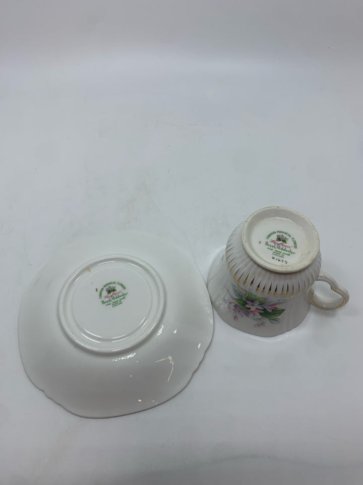 VTG MAYFLOWER PINK FLORAL GOLD ACCENTS CUP/SAUCER.