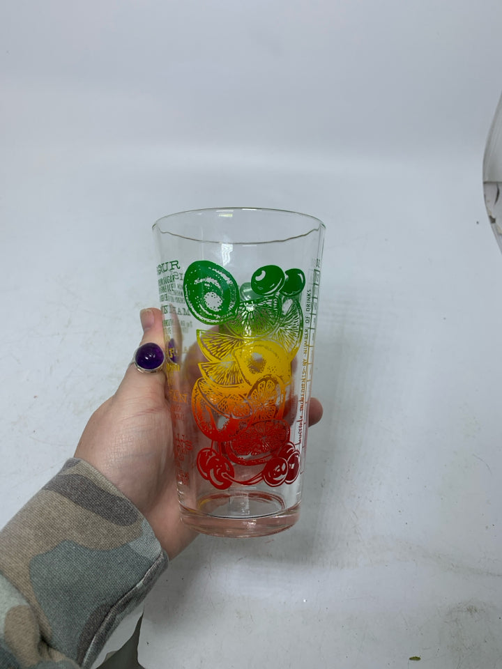 VTG MR BARTENDER RECIPE GLASS.
