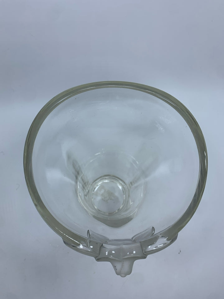 CLEAR GLASS VASE W/FROSTED ROSE.
