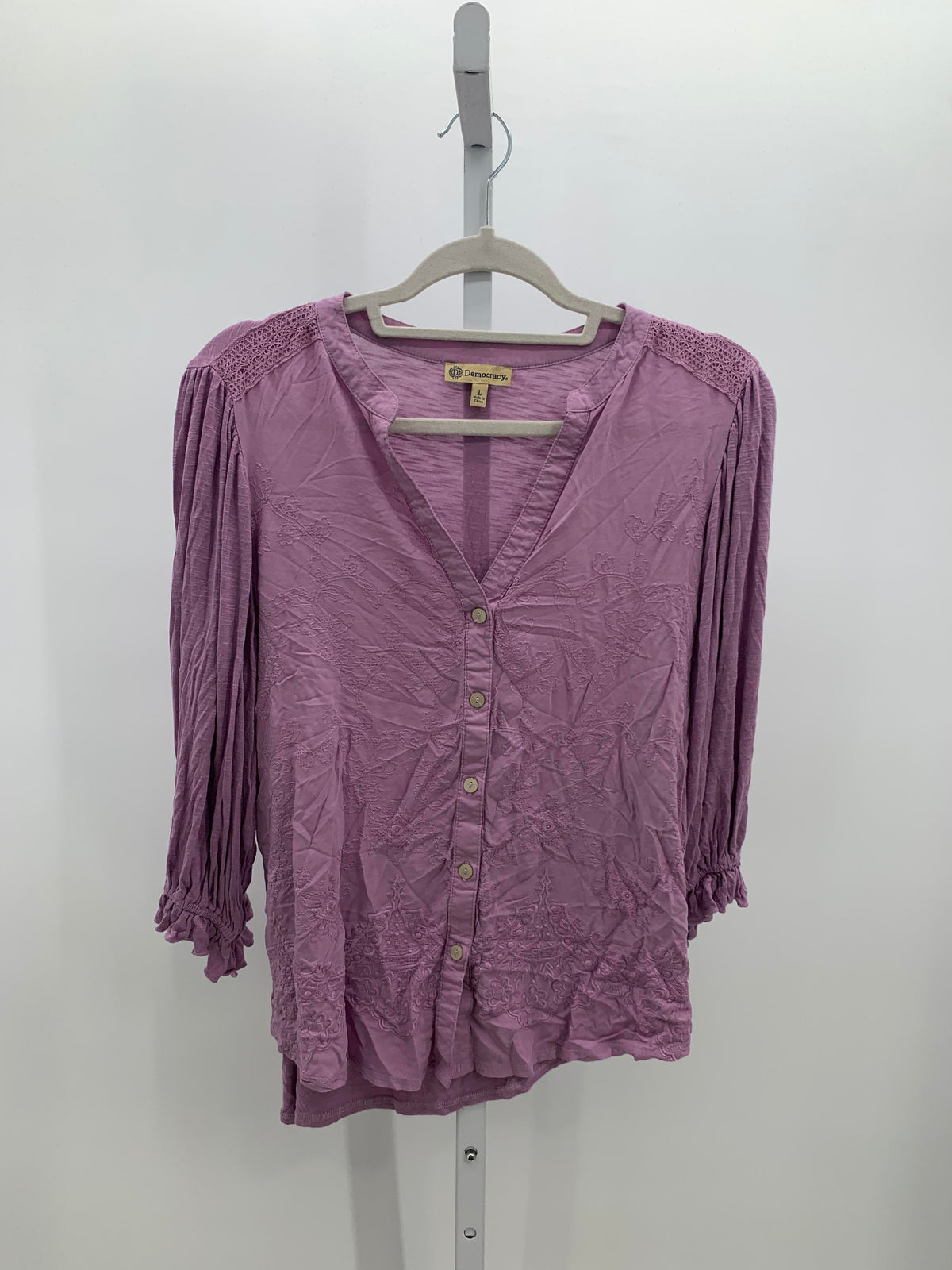 Democracy Size Large Misses 3/4 Sleeve Shirt