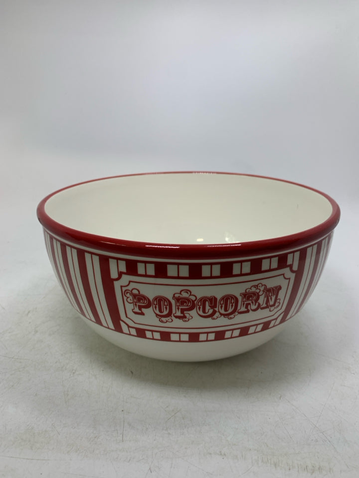 RED STRIPED POPCORN BOWL.
