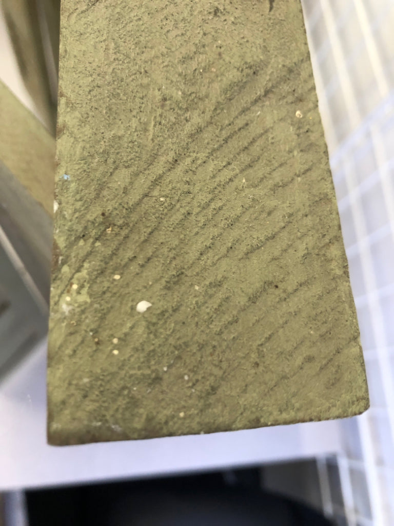GREEN DISTRESSED WOOD WINDOW MIRROR WALL HANGING.