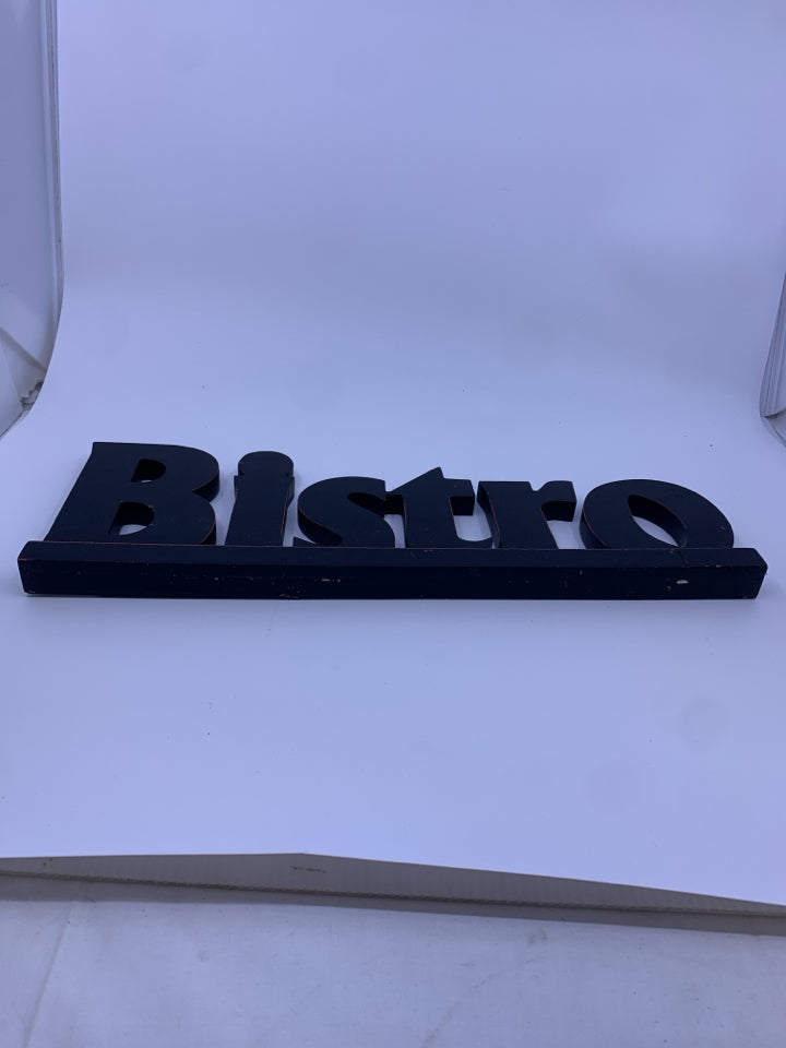 BISTRO WOOD BLOCK SHELF DECOR/WALL HANGING.