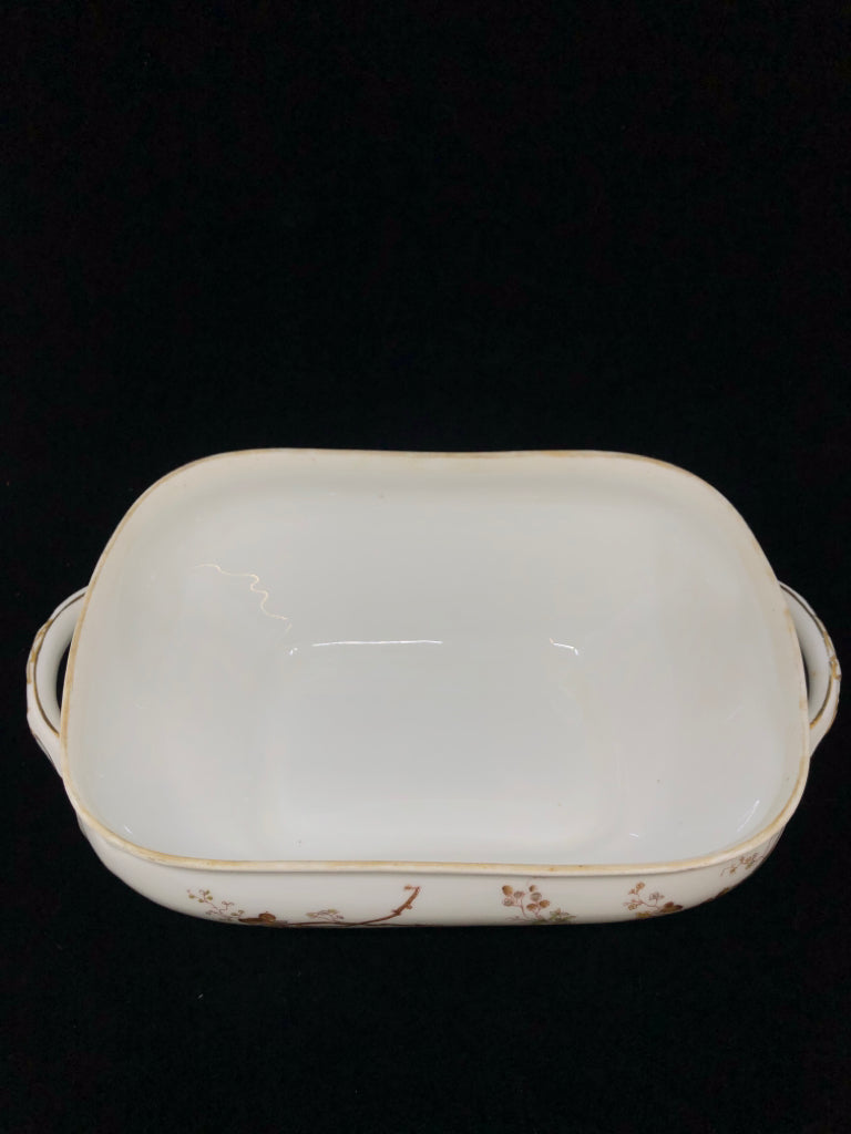 VTG LIMOGES COVERED SERVER- T&V MARGUERITE BROWN BLOSSOM.