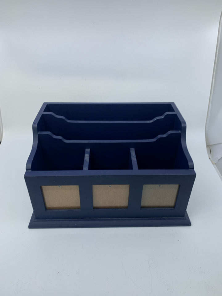 NAVY BLUE ORGANIZER W/ SMALL PHOTO SLOTS.