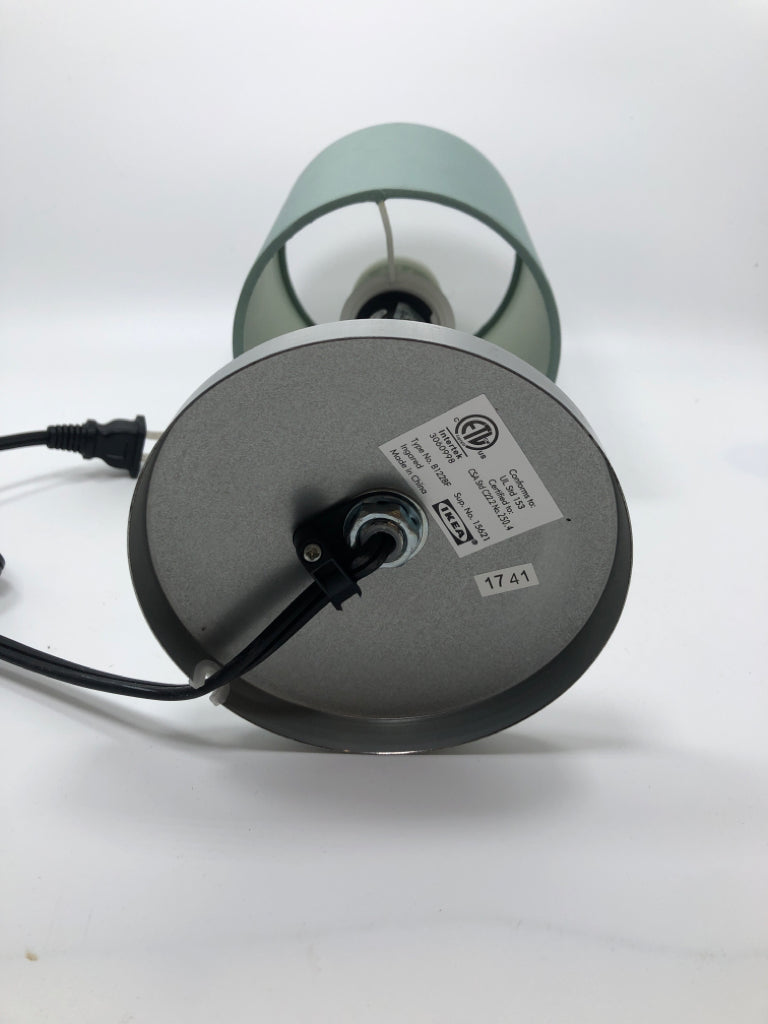 SM LAMP W/BLUE SHADE.