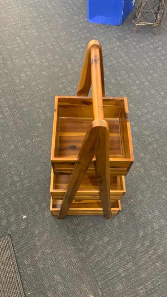 3-TIER WOODEN TOWER SHELF.