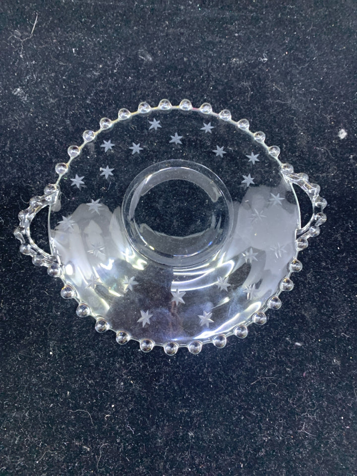 SMALL STAR ETCHED PLATED W BEADED EDGE AND HANDLE.