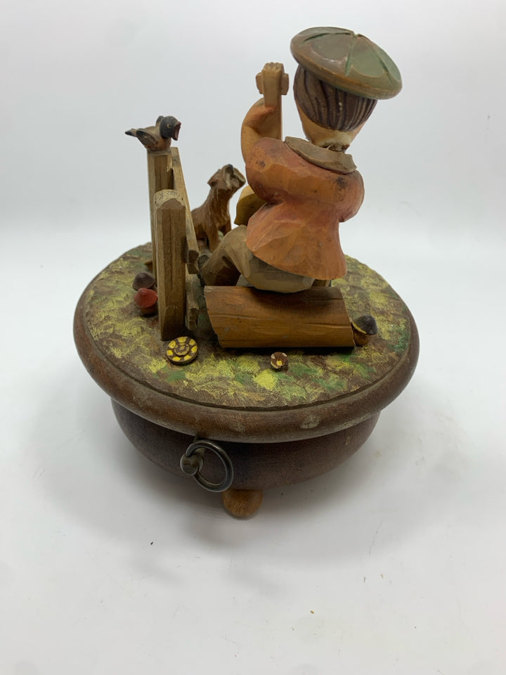 VTG BOY WITH CELLO THORENS SWISS MUSIC BOX.