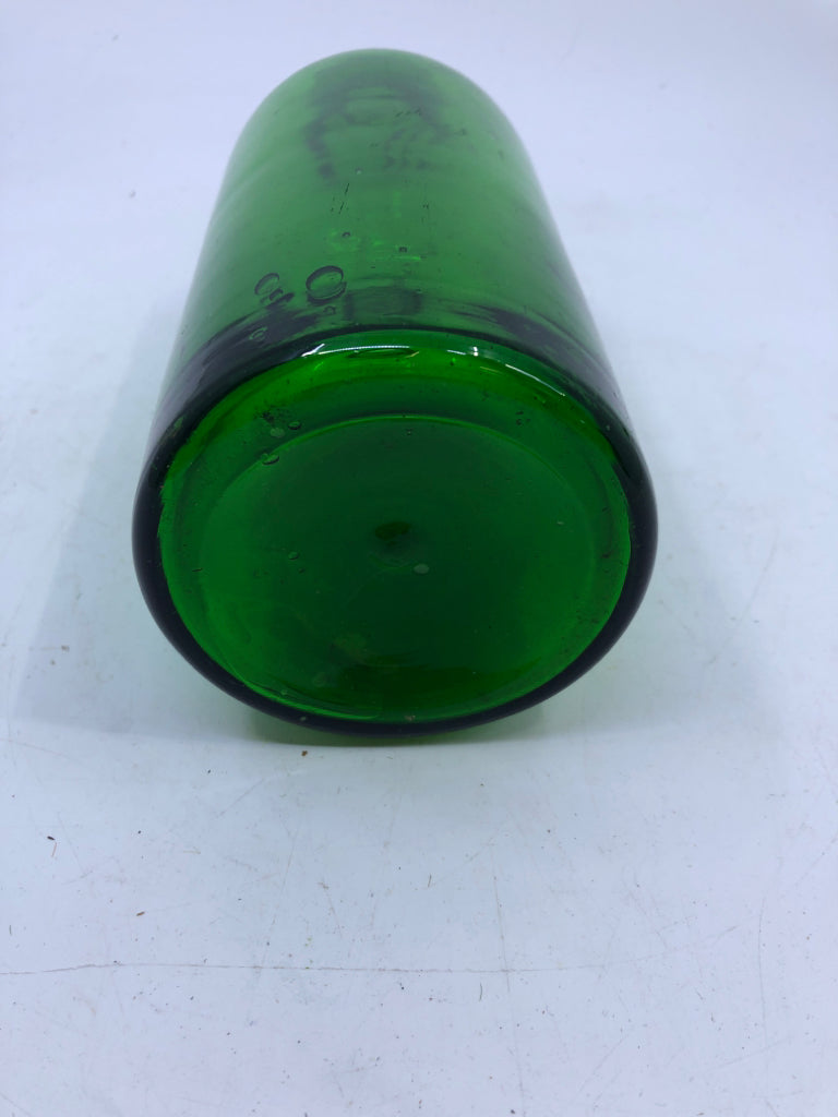 GREEN GLASS EMPTY BOTTLE.